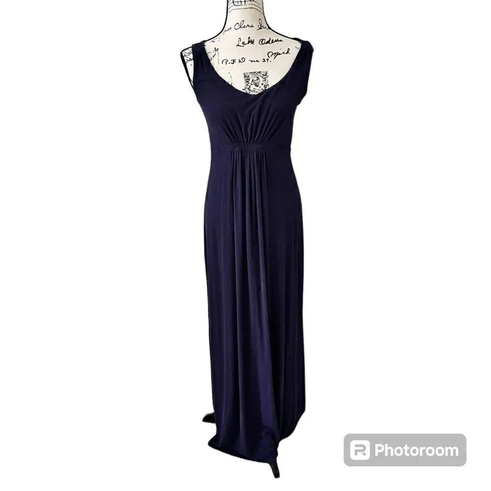 Boden Empire Waist Jersey Maxi Dress Navy Sleeveless Size 8L Read Description!
